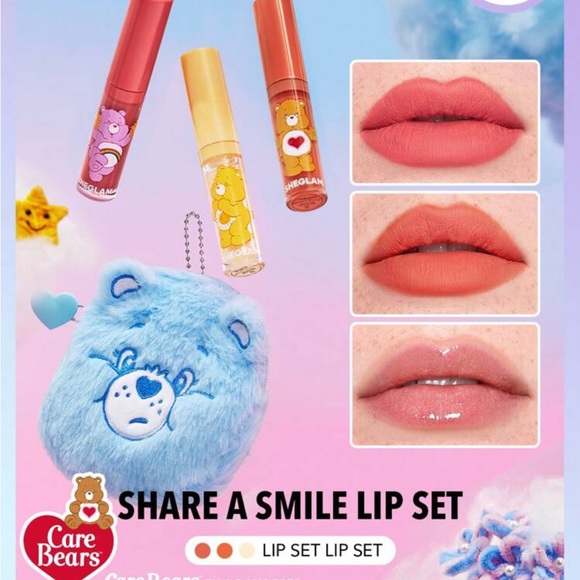 SHEGLAM X Care Bears Share A Smile Lip Set 3 Pcs/Set High Shine Finish Lip - Picture 1 of 9